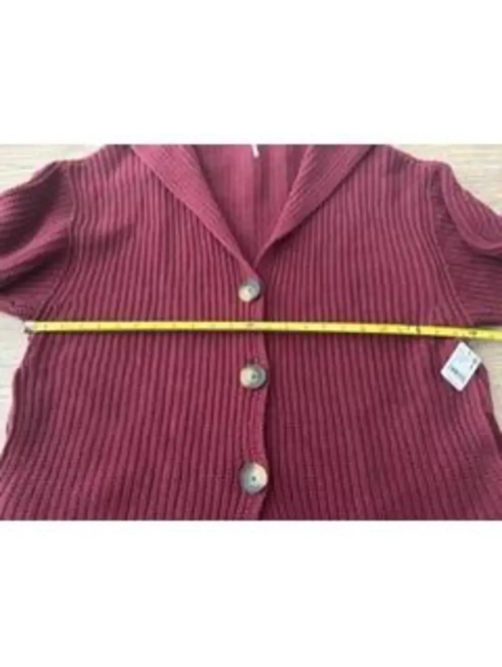 Free People Swim Too Deep Cardigan Sweater Womens L Burgundy Ribbed Knit New